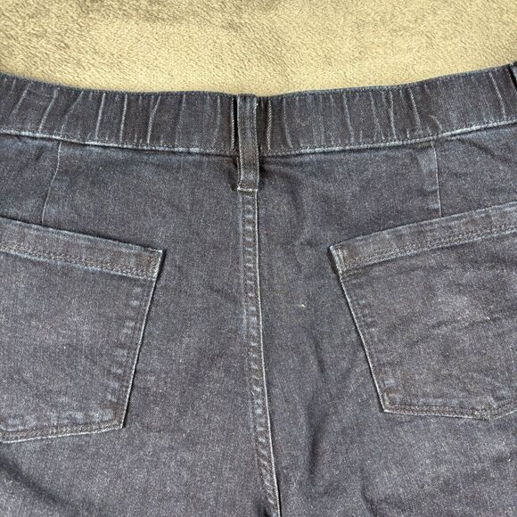 Susan Graver Women Jeans Bootcut Dark Wash Elastic Waist Stretch 16P Short C186 - Picture 4 of 12